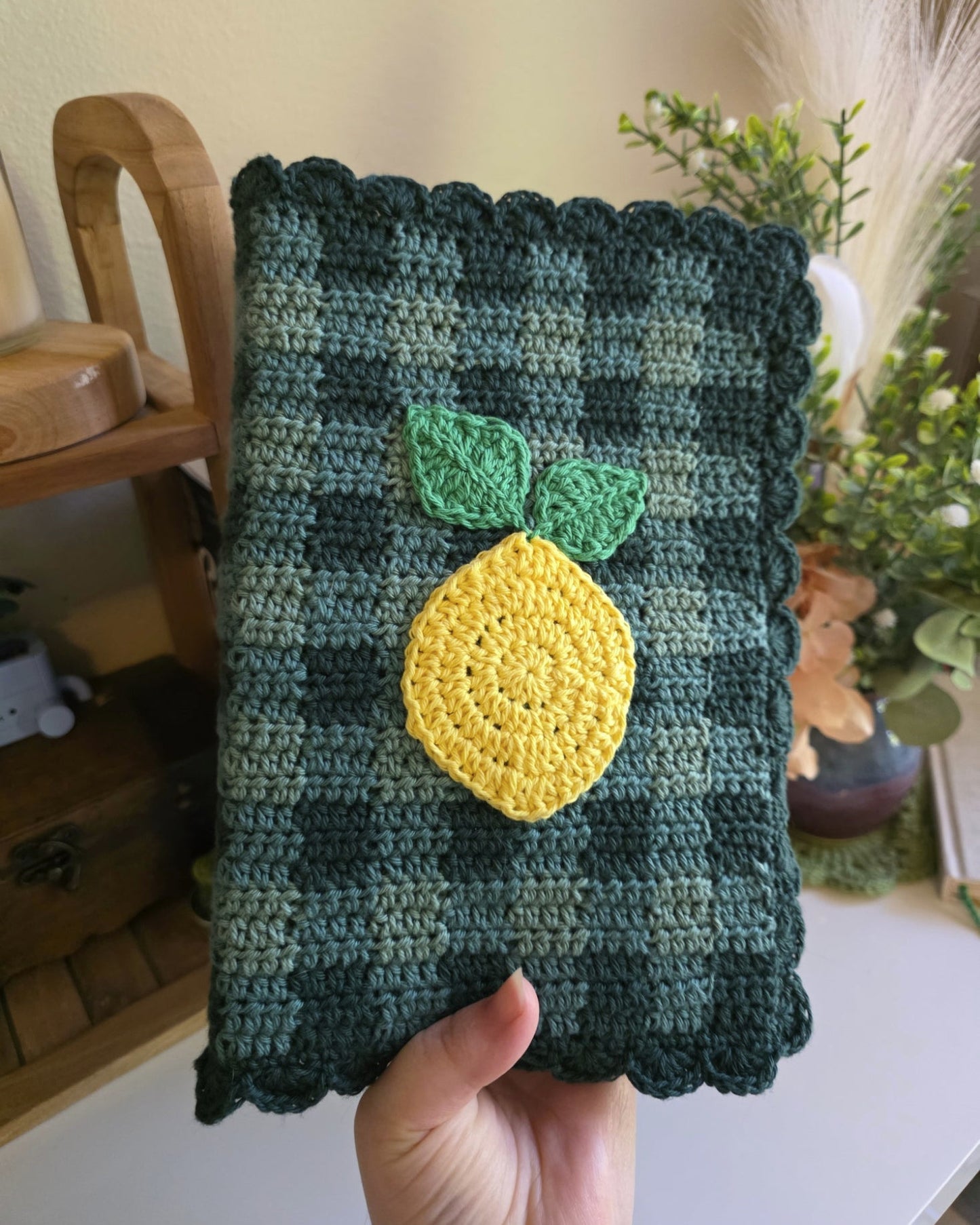 Lemon Gingham Book Sleeve