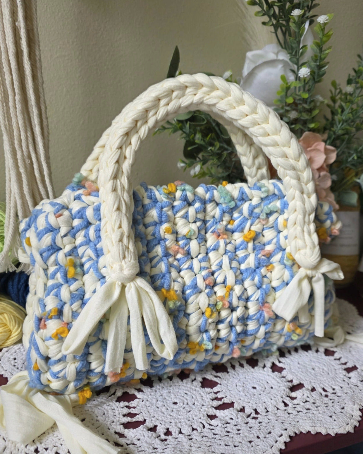 The Little Bow Bag - Blue Confetti